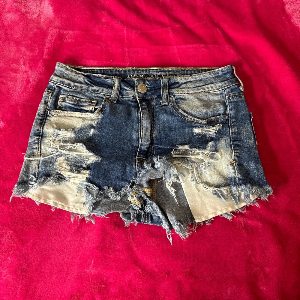 American Eagle Hi Rise Shortie Jean Shorts